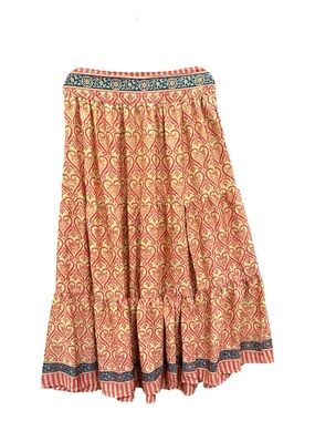 India Boutique Boho Maxi Skirt in Red, Cream & Navy